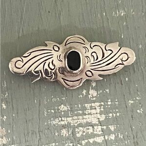 Taxco Vintage Onyx Brooch